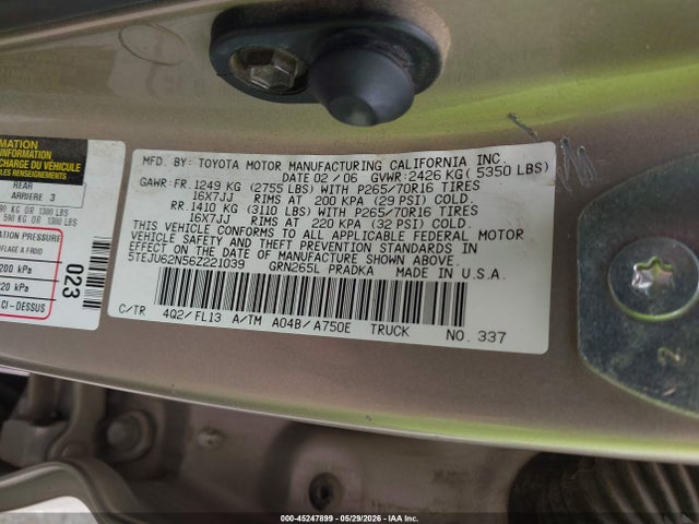 Aukcja sprzedaży 2006 Toyota Tacoma Prerunner V6, vin: 5TEJU62N56Z221039, numer aukcji: 45247899