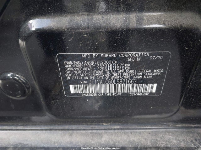 Subaru Wrx Premium 2020 JF1VA1C60L9821663 Image 9