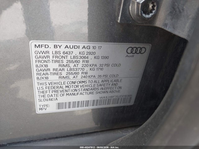 Aukcja sprzedaży 2018 Audi Q7 2.0t Premium, vin: WA1LHBF70JD016385, numer aukcji: 45247912