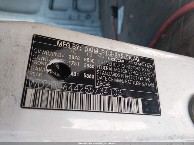 Продажа на аукционе авто 2005 Dodge Sprinter Van 2500 Shc, vin: WD2PD644255734103, номер лота: 45247984