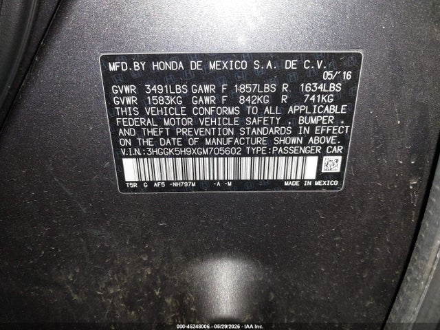 3HGGK5H9XGM705602 Honda Fit Ex-l