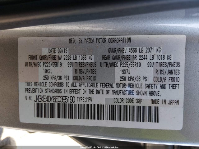 Aukcja sprzedaży 2014 Mazda Cx-5 Grand Touring, vin: JM3KE4DY8E0395190, numer aukcji: 45248014