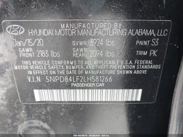 Hyundai ELANTRA SEL 2020 5NPD84LF2LH581266 Image 9