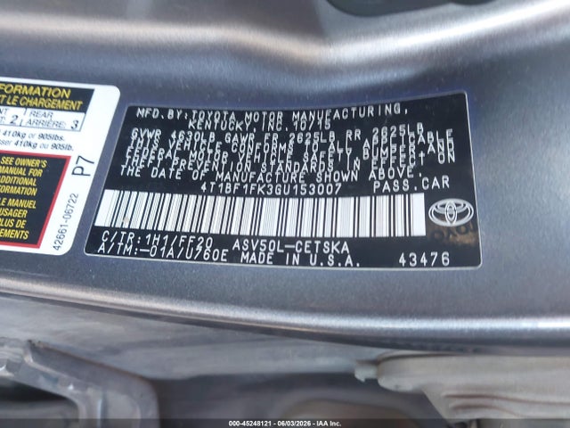 4T1BF1FK3GU153007 Toyota CAMRY SE