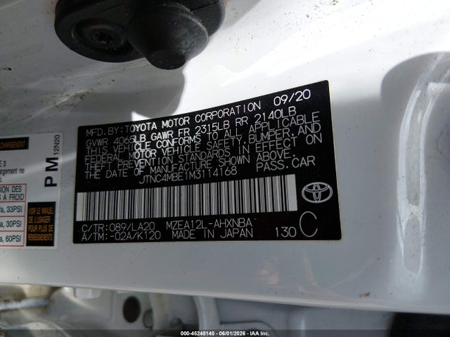 Toyota Corolla Xse 2021 JTNC4MBE1M3114168 Image 9