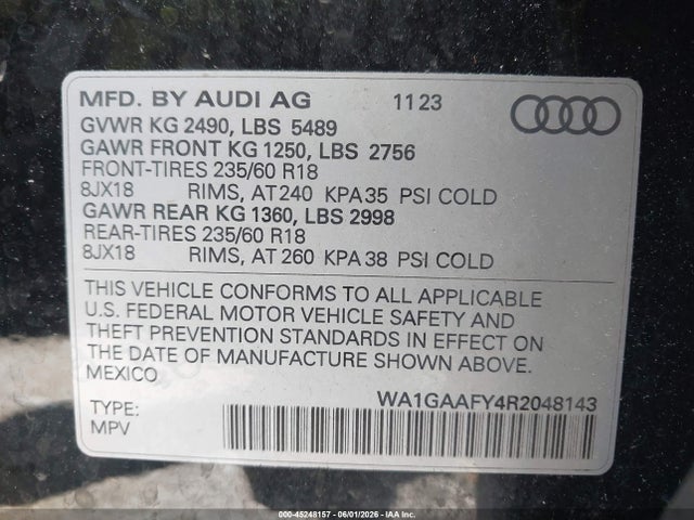 Продажа на аукционе авто 2024 Audi Q5 Premium 45 Tfsi S Line Quattro, vin: WA1GAAFY4R2048143, номер лота: 45248157