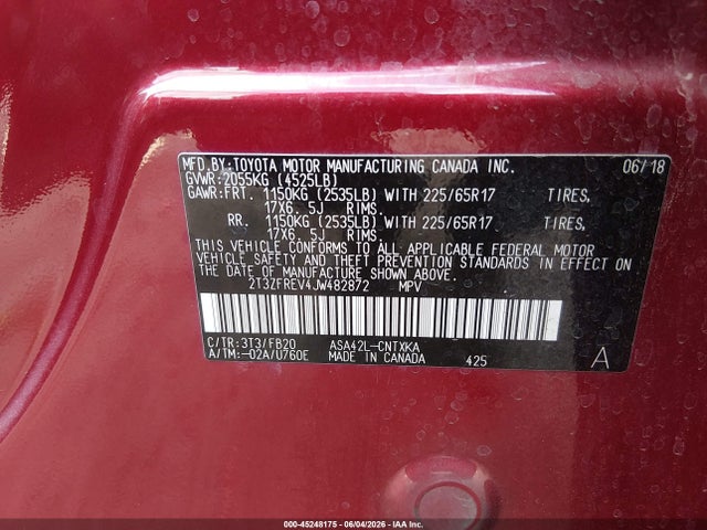 Toyota RAV4 LE 2018 2T3ZFREV4JW482872 Image 9