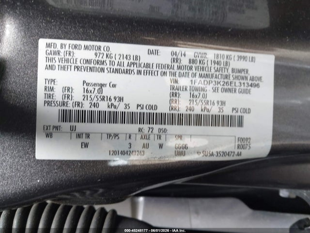Продаж на аукціоні авто 2014 Ford Focus Se, vin: 1FADP3K26EL313496, номер лоту: 45248177