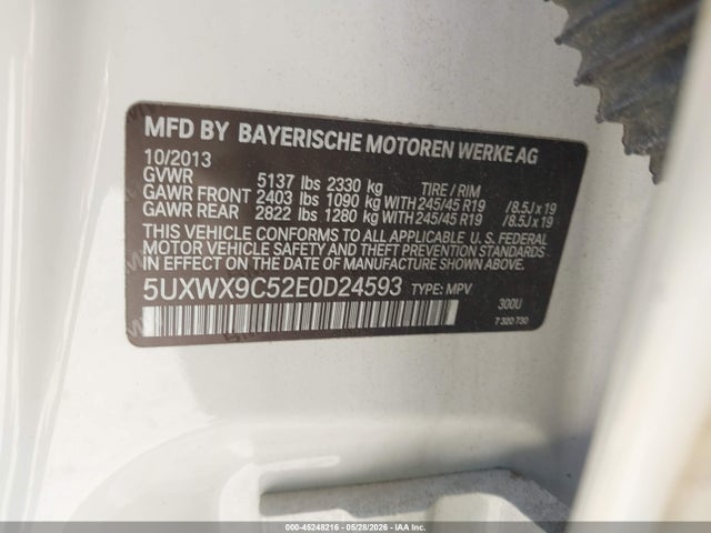 Продажа на аукционе авто 2014 Bmw X3 Xdrive28i, vin: 5UXWX9C52E0D24593, номер лота: 45248216