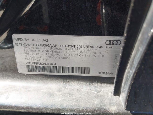 45248278 :رقم المزاد ، WAUKFBFL5DN041654 vin ، 2013 Audi A4 2.0t Premium مزاد بيع