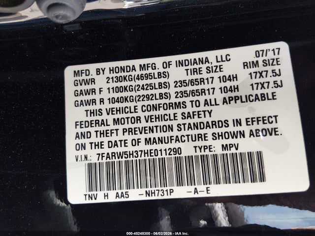 Honda CR-V LX 2017 7FARW5H37HE011290 Image 9