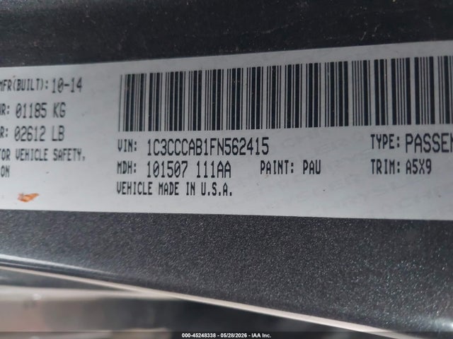 Chrysler 200 Limited 2015 1C3CCCAB1FN562415 Image 9