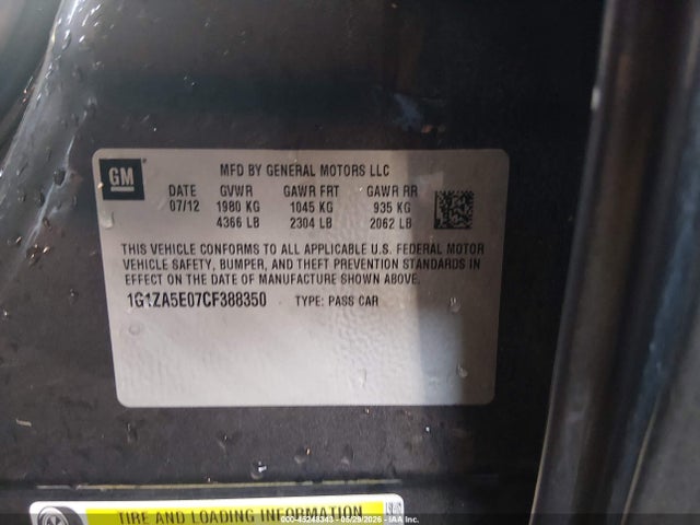 45248343 :رقم المزاد ، 1G1ZA5E07CF388350 vin ، 2012 Chevrolet Malibu Ls مزاد بيع