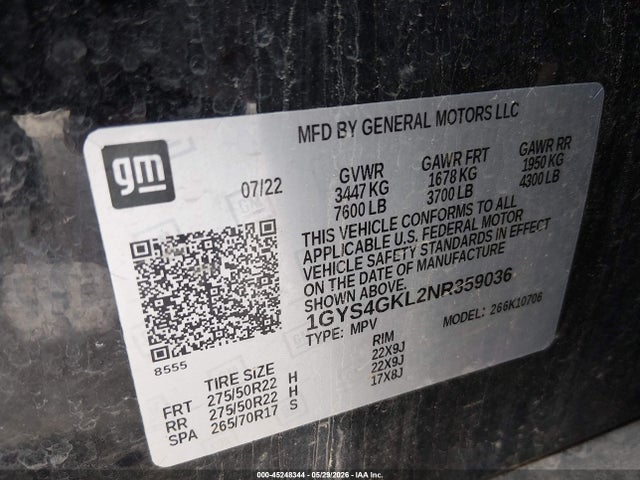 Продажа на аукционе авто 2022 Cadillac Escalade 4wd Sport Platinum, vin: 1GYS4GKL2NR359036, номер лота: 45248344