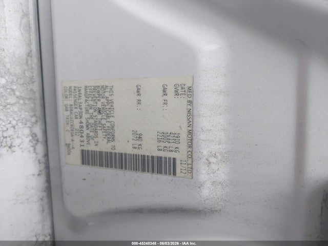Aukcja sprzedaży 2013 Nissan Altima 2.5 Sv, vin: 1N4AL3AP3DN480431, numer aukcji: 45248348