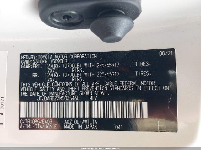 45248475 :رقم المزاد ، JTJDARBZ3M5035460 vin ، 2021 Lexus Nx 300 مزاد بيع