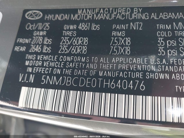 Hyundai TUCSON SEL 2026 5NMJBCDE0TH640476 Image 9
