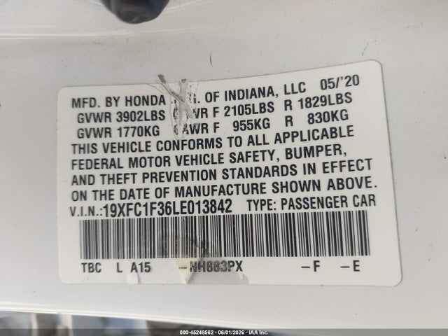 Honda CIVIC EX 2020 19XFC1F36LE013842 Image 9