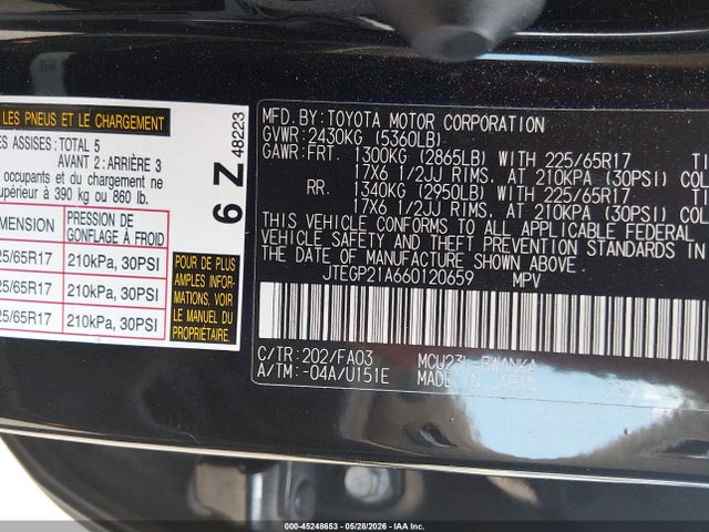 Aukcja sprzedaży 2006 Toyota Highlander Sport V6, vin: JTEGP21A660120659, numer aukcji: 45248653
