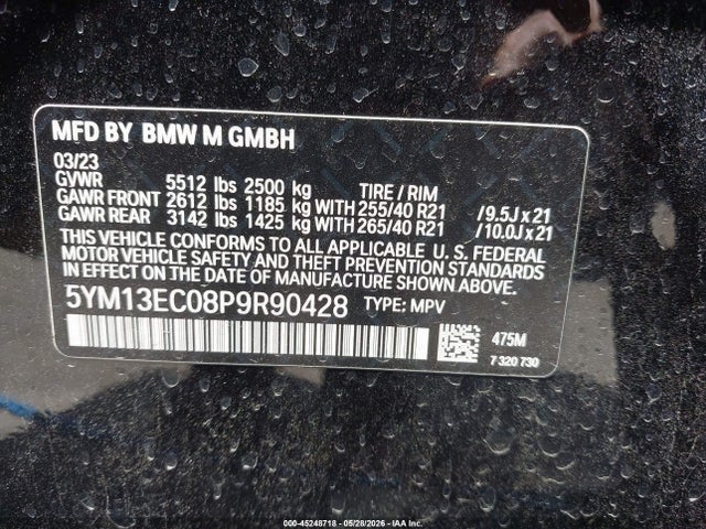 45248718 :رقم المزاد ، 5YM13EC08P9R90428 vin ، 2023 Bmw X3 M مزاد بيع