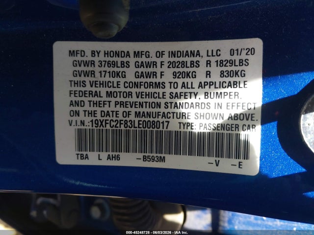 Honda Civic Sport 2020 19XFC2F83LE008017 Image 9
