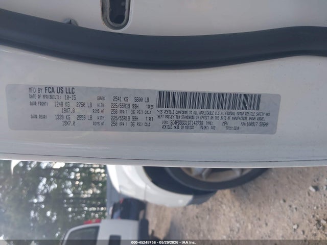 Aukcja sprzedaży 2016 Dodge Journey Crossroad, vin: 3C4PDDGG1GT142738, numer aukcji: 45248756
