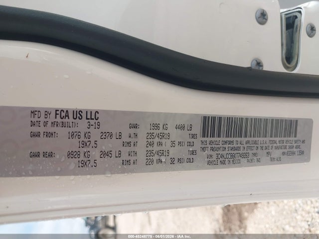 Aukcja sprzedaży 2019 Jeep Compass Limited Fwd, vin: 3C4NJCCB6KT749263, numer aukcji: 45248775