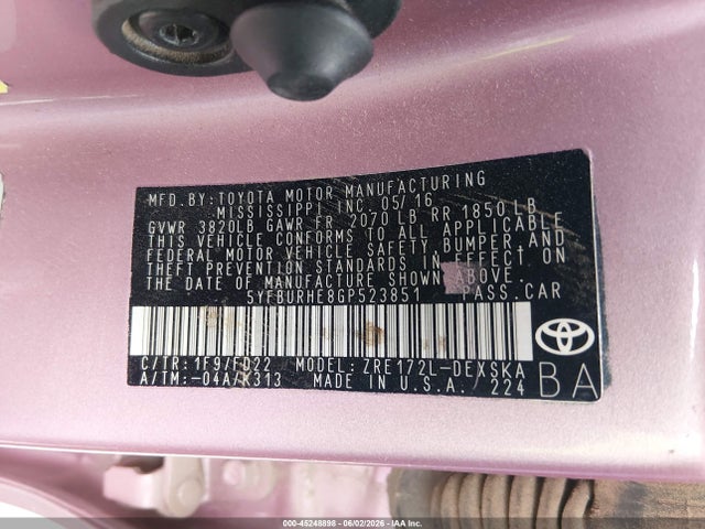 Toyota Corolla S Plus 2016 5YFBURHE8GP523851 Image 9
