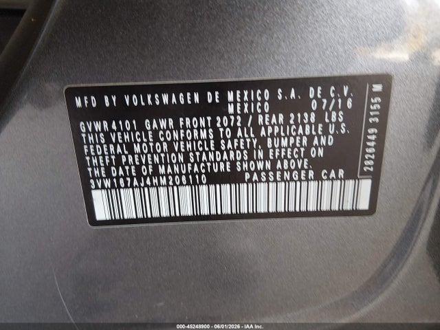 3VW167AJ4HM206110 Volkswagen Jetta 1.4t S