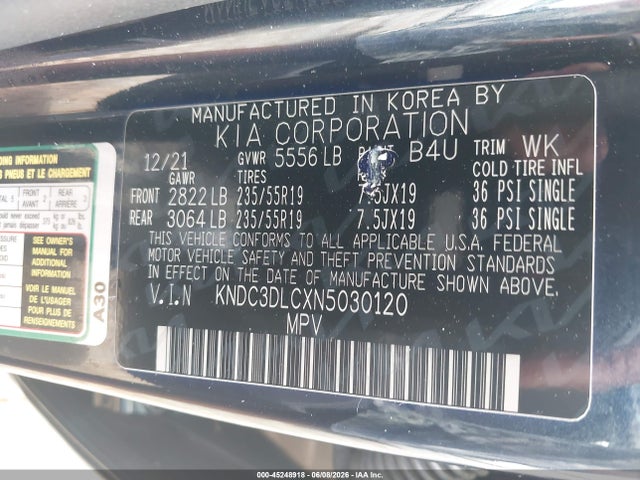 KNDC3DLCXN5030120 KIA Ev6 Wind