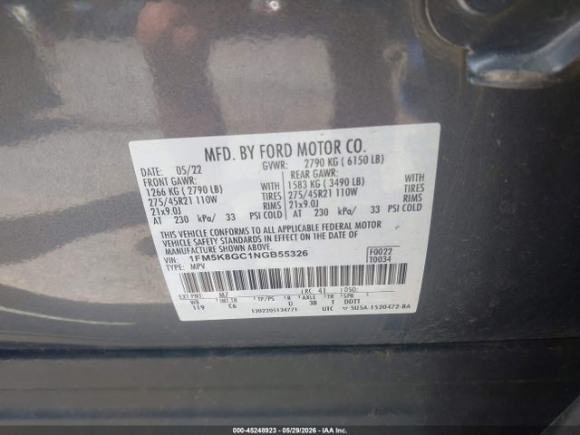 Ford Explorer St 2022 1FM5K8GC1NGB55326 Image 9