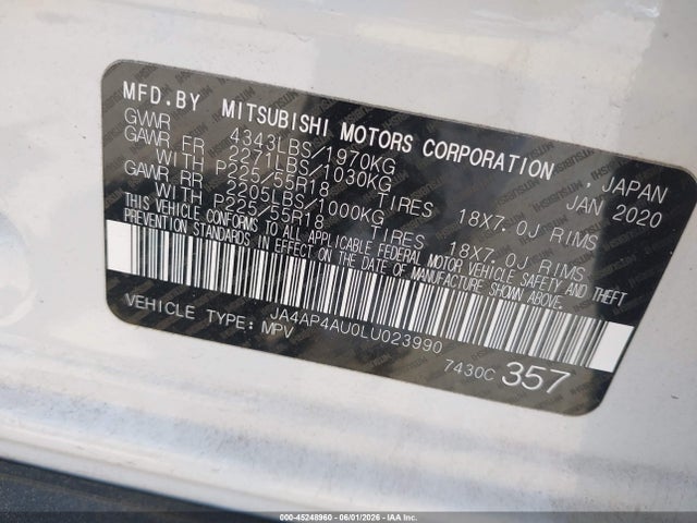 JA4AP4AU0LU023990 Mitsubishi Outlander Sport 2.0 Se
