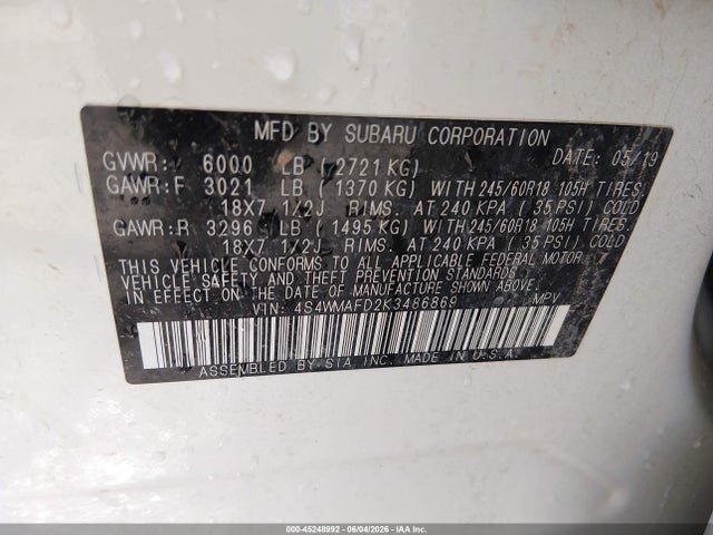 Subaru Ascent Premium 2019 4S4WMAFD2K3486869 Image 9