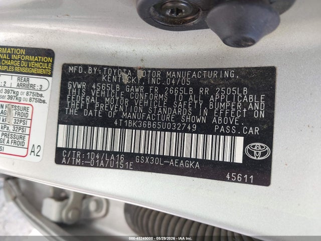 Продаж на аукціоні авто 2005 Toyota Avalon Xls, vin: 4T1BK36B65U032749, номер лоту: 45249000