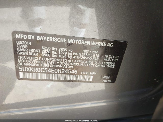Продажа на аукционе авто 2014 Bmw X5 Xdrive35i, vin: 5UXKR0C54E0H24546, номер лота: 45249013