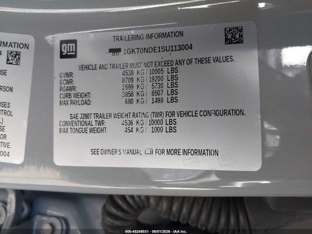 45249031 :رقم المزاد ، 1GKT0NDE1SU113004 vin ، 2025 Gmc Hummer Ev Suv 2x E4wd مزاد بيع