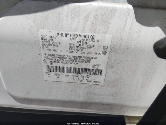 Продажа на аукционе авто 2016 Lincoln Mkx Reserve, vin: 2LMTJ6LR2GBL66509, номер лота: 45249073