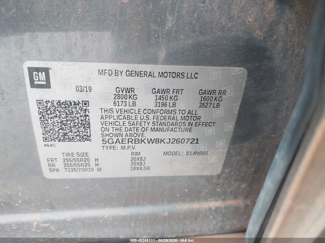 Продажа на аукционе авто 2019 Buick Enclave Fwd Essence, vin: 5GAERBKW8KJ260721, номер лота: 45249111