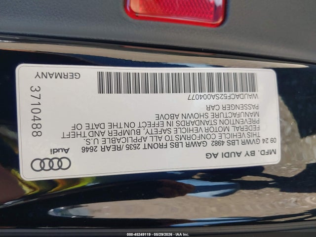 2025 Audi A5 Sportback Premium 45 Tfsi S Line Quattro S Tronic მანქანა იყიდება აუქციონზე, vin: WAUDACF52SA004077, აუქციონის ნომერი: 45249119