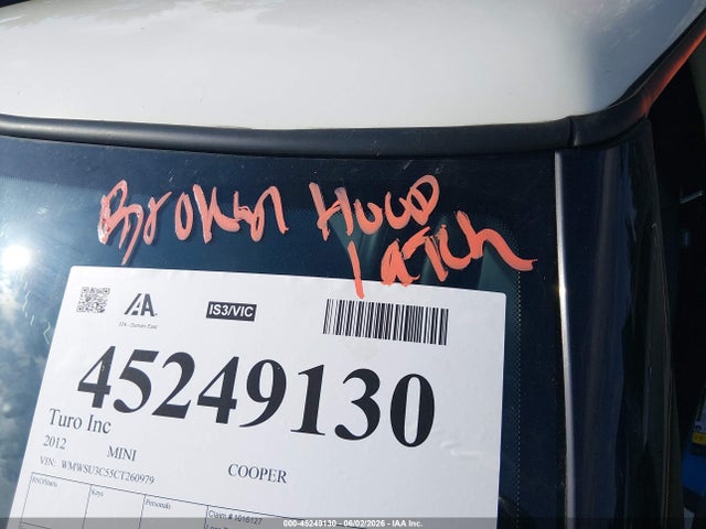Продажа на аукционе авто 2012 Mini Cooper, vin: WMWSU3C55CT260979, номер лота: 45249130