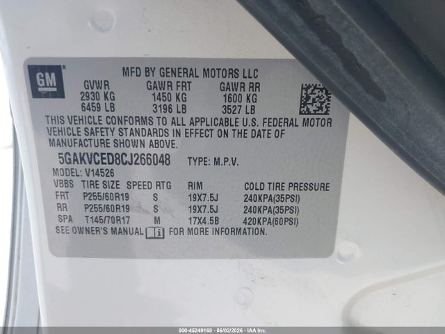 Auction sale of the 2012 Buick Enclave Leather, vin: 5GAKVCED8CJ266048, lot number: 45249168