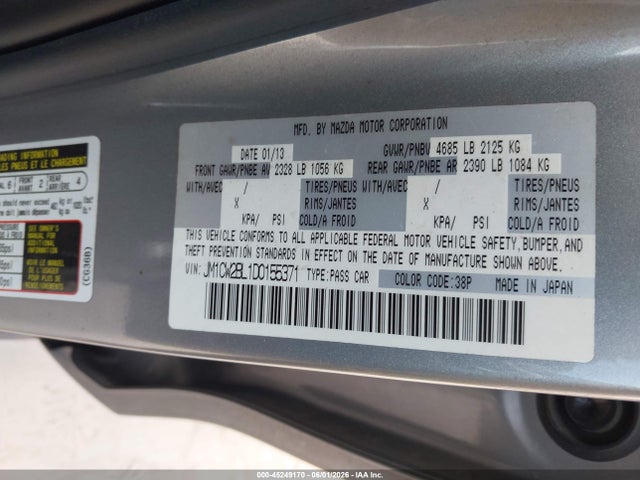 45249170 :رقم المزاد ، JM1CW2BL1D0155371 vin ، 2013 Mazda Mazda5 Sport مزاد بيع