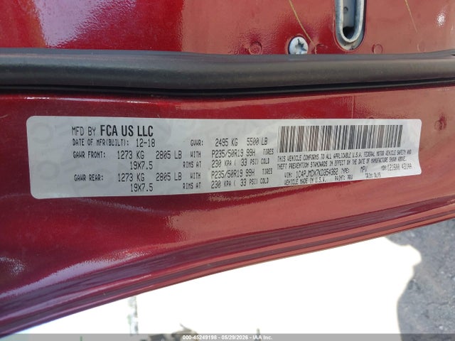 45249198 :رقم المزاد ، 1C4PJMDX7KD354362 vin ، 2019 Jeep Cherokee High Altitude 4x4 مزاد بيع