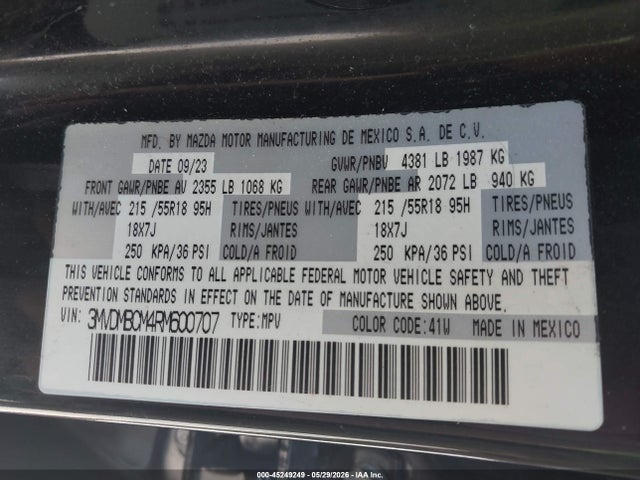 Продаж на аукціоні авто 2024 Mazda Cx-30 2.5 S Preferred Package, vin: 3MVDMBCM4RM600707, номер лоту: 45249249
