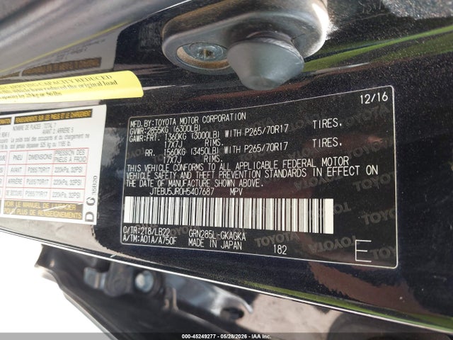 Toyota 4runner Sr5 Premium 2017 JTEBU5JR0H5407687 Image 9