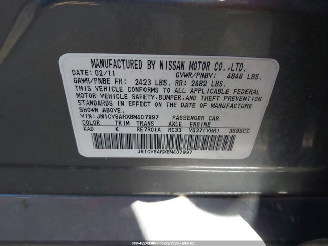 Продаж на аукціоні авто 2011 Infiniti G37x, vin: JN1CV6ARXBM407997, номер лоту: 45249306