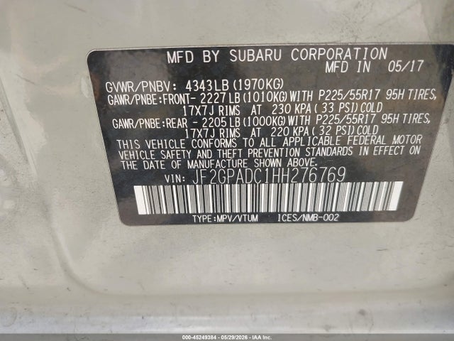 JF2GPADC1HH276769 Subaru Crosstrek 2.0i Premium