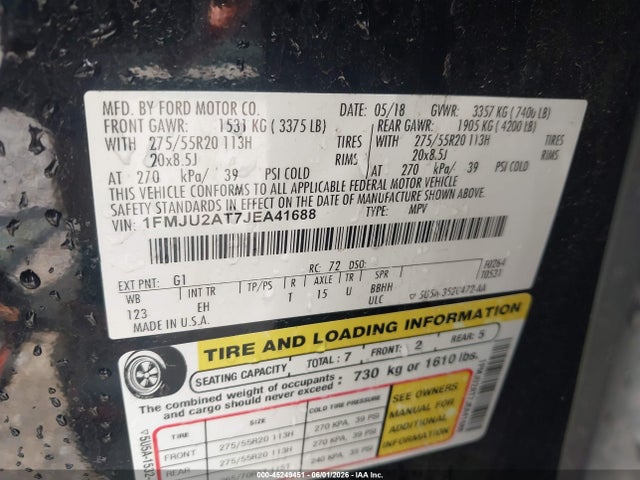 Ford Expedition Limited 2018 1FMJU2AT7JEA41688 Image 9