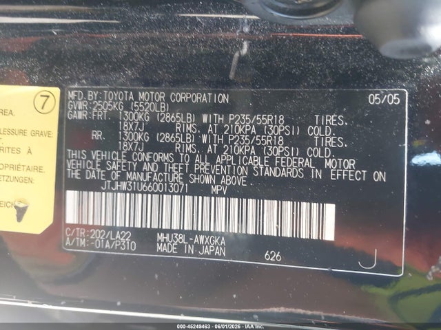 Aukcja sprzedaży 2006 Lexus Rx 400h, vin: JTJHW31U660013071, numer aukcji: 45249463