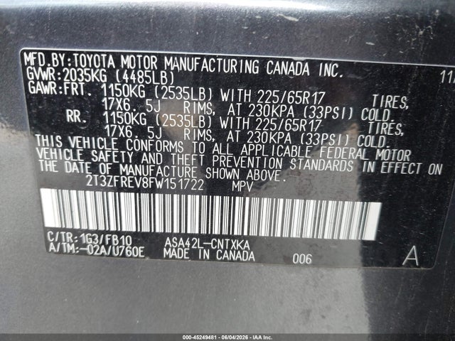 Toyota RAV4 LE 2015 2T3ZFREV8FW151722 Image 9